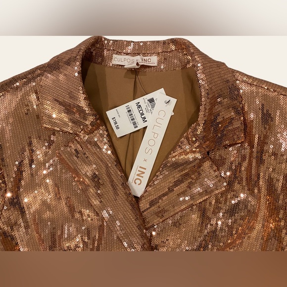 NWT CULPOS X INC Sequin Blazer / Color: Rose Gold / Medium - Picture 4 of 5
